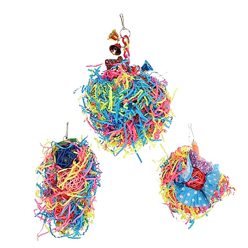 VANZACK 3stücke Teiliges Buntes Papageien Kauspielzeug Umweltfreundliches Spielzeug Für Vögel Für Papageienkäfige Und Kleine Vögel Sicher Und Unterhaltsam von VANZACK