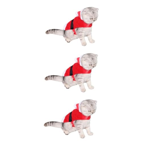 VANZACK 3st Haustieranzug Welpenkostüme Katzen-weihnachtsoutfit Katze Kleine Hundekleidung Kleine Hunde-Outfits Welpen-Outfits Katze Weihnachten Opa-Outfit Der Hund Rot von VANZACK