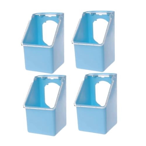 VANZACK 4 Stück Hängenbox -Feeder Trog Käfig Pole Wachtelfutter Kleiderbügel Hühnerfutter Automatischer Vogelfutterspender Taube Haustier Wachtel-Feeder Vogelfutterbehälter Elster Pp Blue von VANZACK