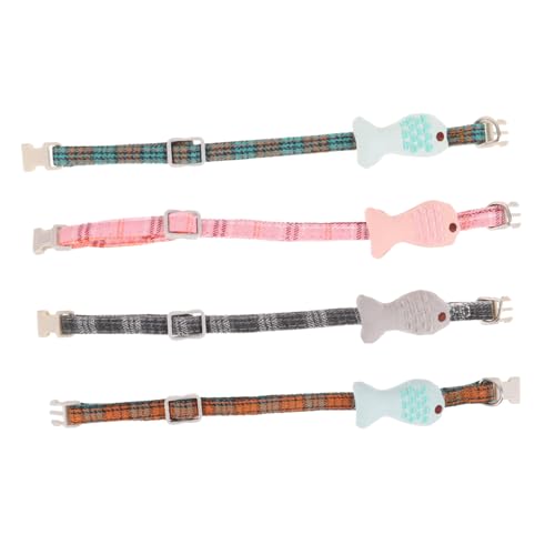 VANZACK 4stücke Teiliges Gitterhalsband Für Katzen Verstellbares Katzenhalsband-Set Katzenhalsband Mit Fischform Haustier-Accessoires von VANZACK