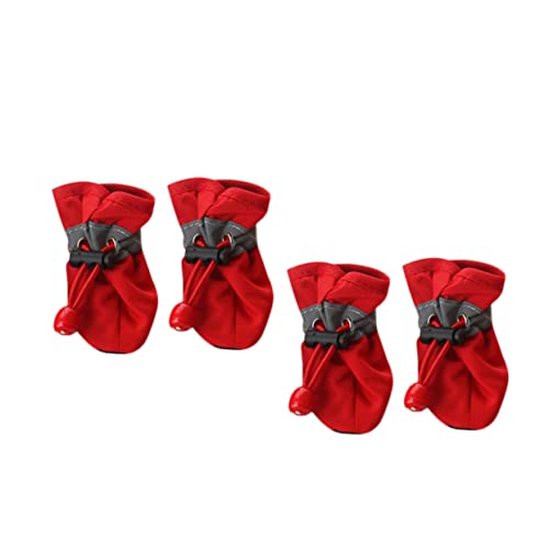 VANZACK 4 Stück Hundestiefel Wasserdicht Schuh Stiefel Hundeschuhe Für Hunde Regenstiefel Hund Regenschuhe Für Haustiere Hund Regenschuhe Regenstiefel Für Haustiere Welpenstiefel Rot von VANZACK