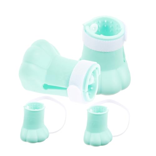 VANZACK 4 Stück Katzenfüße Tierhausschuhe Tier Hausschuhe krallenschutz für Katzen Katzen-Pfotenschutz Kratzer kratzen Post Katzenstiefel Kratzhandschuhe vorsorglich Kieselgel Light Green von VANZACK