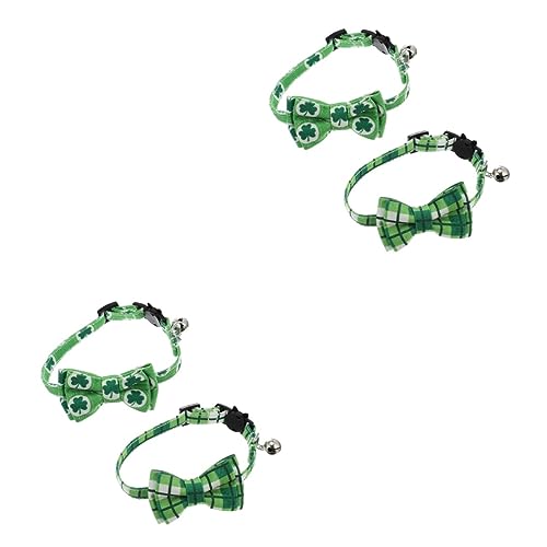 VANZACK 4 Stück Katzenhalsband Halsketten für Mädchen Hund dekorative Halskette st Patricks Day kostüm Saint Patricks Day kostüm eine Halskette Haustierhalsband mit Fliege hundezubehör von VANZACK