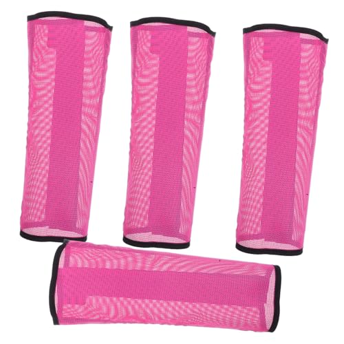 VANZACK 4 Stück Mesh Fliegenstiefel für Pferde Atmungsaktiv Leicht Schützende Beinwickel gegen Fliegen und Mücken Beinermüdung Einfach Anzulegen Rosa von VANZACK