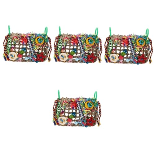 VANZACK 4 Stück Papagei Kauspielzeug vogelkäfig zubehör vogelzubehör für käfig Beißspielzeug Vogelblock Spielzeuge Sittichspielzeug Kauspielzeug für Haustiervögel beissen schmücken Gras von VANZACK