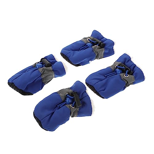VANZACK 4 Stück Schuhüberzüge Für Haustiere rutschfeste Hundesohlen Katzenschuhe Hundeschuhe Für Große Hunde Warme Winterschuhe Hund rutschfeste Turnschuhe Welpenschuhe Stoff Blue von VANZACK