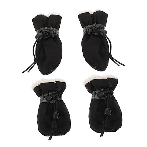 VANZACK 4 Stück Schuhüberzüge für Haustiere Pfote Hundeschuhe für kleine Hunde warme Schuhe Katzenstiefeletten für Dog Snow Shoes Dog Shoes Hundestiefel Katzenschuhe Stoff Black von VANZACK