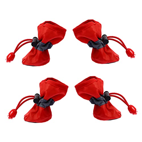 VANZACK 4 Stück Weihnachtshaustierschuhe hundeschuhe Paws pfotenschutz Dog Shoes Abdeckung Wasserdicht rutschfeste Hundesocken Zehe Weihnachtspfotenschutz rutschfeste Haustierschuhe rot von VANZACK