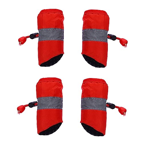 VANZACK 4 Stück Weihnachtshaustierschuhe hundeschuhe Paws pfotenschutz Hundepfoten-Schutzschuhe Dog Shoes Stiefel Weihnachten klein rutschfeste Haustierschuhe Weihnachtspfotenschutz rot von VANZACK