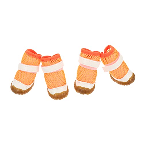VANZACK 4 Stück Welpenversorgung pet Supplies Paws pfotenschutz Dog Accessories Atmungsaktive Hundeschuhe Haustier Stiefel Sommer Welpenschuhe verschleißfeste Hundestiefel PVC Orange von VANZACK