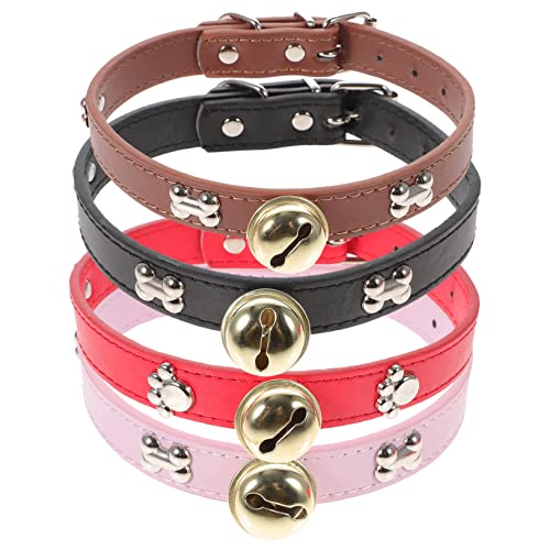 VANZACK 4 Stück Ziegenhalsband Schafshalsband Glocke Nacken Ziegenhalsbänder Rinderhalsband Haustiere Bauernhoftier Kragen Verstellbares Schafhalsband Schafhalsbänder Mit Glöckchen Groß Pu von VANZACK