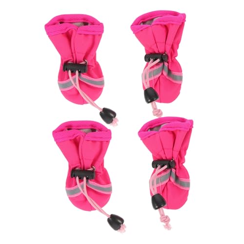 VANZACK 4 Stück wasserdichte Fußabdeckung für Haustiere Hündchenschuhe Stiefel Beschützer Schuhe für Hunde pet Supplies Outdoor Schuhe wasserdichte Haustierschuhe Heimtierbedarf Gummi Rosa von VANZACK