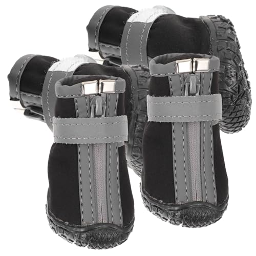 VANZACK 4 Stück wasserdichte Und rutschfeste Haustierschuhe Stichworte Klein Größe Stiefeletten Hund Pfote Katzenschuhe Welpenstiefel Schuhe Für Katzen Gummi Black VANZACK 4 Stück wasserdichte Und rutschfeste Haustierschuhe Stichworte Klein Größe Stiefeletten Hund Pfote Katzenschuhe Welpenstiefel Schuhe Für Katzen Gummi Black von VANZACK