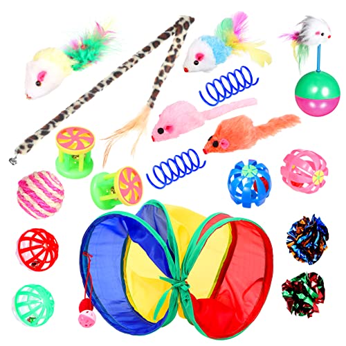 VANZACK 40 STK Katzenspielzeug Interactive cat Toy flauschig mauschig Katzen Spielzeug Set cat Springs Katzenangel Katzenfederstabspielzeug katzenbälle Schüttgut Katzenball Plastik von VANZACK