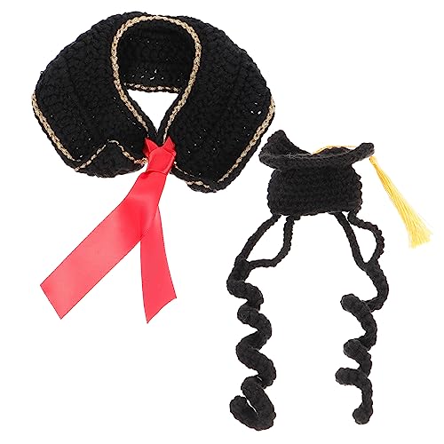 VANZACK 5 Sets Wollgarn Katze Graduierung Hut Haustier Doktoranden-Level-Research-Team Kappe Themen Hund Party Kleidung Haustier Kostüm Zubehör von VANZACK