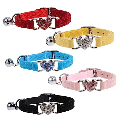 VANZACK 5 Stück Liebe Katzenkragen Kitten katzenhalsband Haustierhalsband drinnen Post klein Kätzchen Sicherheitshalsband Kätzchen Verstellbarer Kragen Polyester von VANZACK