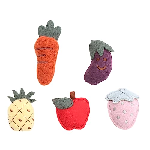 VANZACK 5 Stück Obst Und Gemüsespielzeug Snacks Für Katzen Katzenkekse Quietschspielzeug Für Katzen Katzenminze Kätzchen Katzensachen Katzenspielzeug Katzenfutter von VANZACK