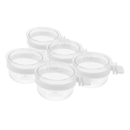 VANZACK 5 Stück Teiliges Abnehmbares Vogel Futternapf Transparenter Futterbecher Praktischer Hängender Wasserspender für Papageien Kaninchen Wellensittiche Universeller Wiederverwendbar von VANZACK