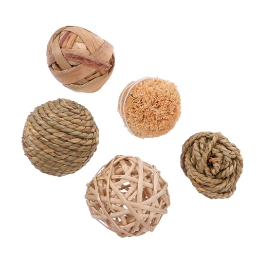 VANZACK 5stücke Kleintier Zähne Pflege Spielzeug Rattan Kaubälle Molarspielzeug Für Kaninchen Hamster Meerschweinchen Gesellschaftsspielzeug Gegen Langeweile von VANZACK