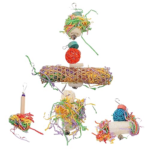 VANZACK 5stücke Bunte Vogelspielzeuge Für Käfige Teiliges Kauspielzeug Für Papageien Hängespielzeug Für Wellensittiche Verschleiß Und Bissfest Sicheres Spielzeug Für Vögel Einfach von VANZACK