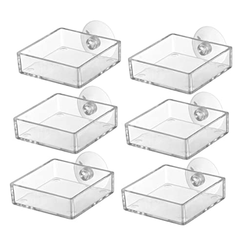 VANZACK 6 Stück Fütterung Becken für Aquarien Fischfutter Fischglas Tank Essen Automatic Fish Feeder Futterautomat für Fische klare Geschirrschale Futternapf für Garnelen Acryl Transparent von VANZACK