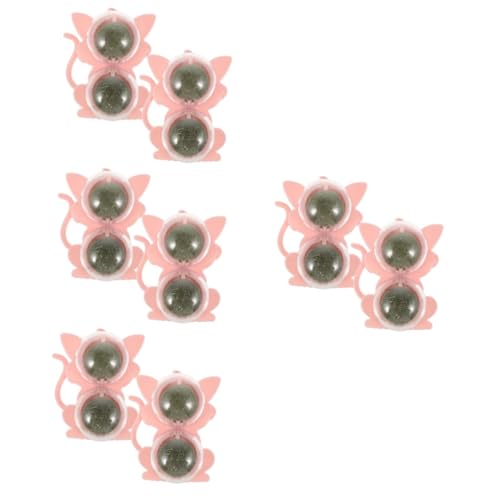 VANZACK 8 STK Katzenspielzeug Katze Geschenk Minzpflanze Kätzchen Katzenminze Bälle Kauspielzeug Für Kätzchen Sicherheits-katzenminze-Ball Mini Beißstock Rosa Drehbar Rotieren Plastik von VANZACK