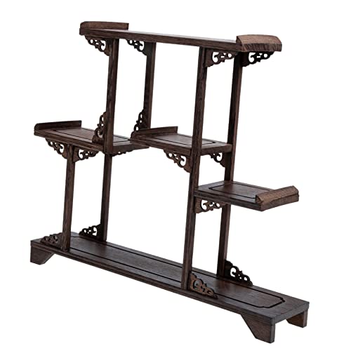 VANZACK Antikes Holzdisplayregal für Figuren und Antiquitäten Stabiler für Jade Teekannen und Tassen Design für Wohnzimmer und Teestube und Langlebig VANZACK Antikes Holzdisplayregal für Figuren und Antiquitäten Stabiler für Jade Teekannen und Tassen Design für Wohnzimmer und Teestube und Langlebig von VANZACK