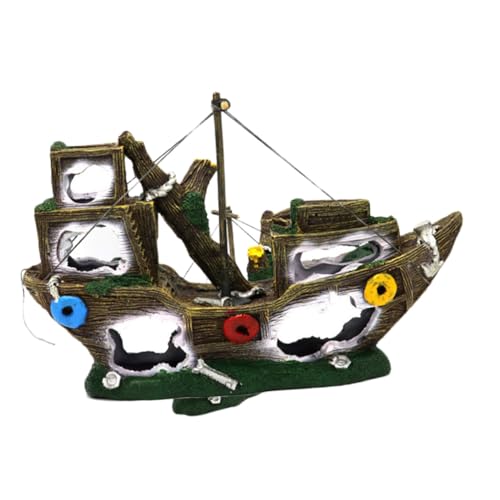 VANZACK Aquarium Landschaftsgestaltung Boot Aquarien Aquarium Felsen Aquarium Steine Schwimmende Aquarium Ornamente Piraten Dekoration Aquarium Aquarium Sand Topper von VANZACK