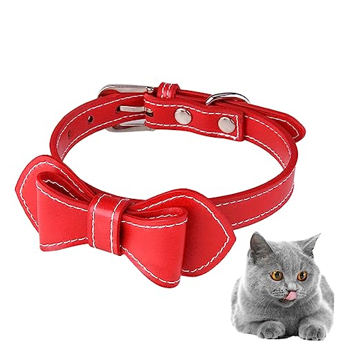 VANZACK Bogenkragen Haustier für Hunde Einstellbarer Haustierkragen Verstellbarer Kragen Halsband für Welpen Stichworte binden Haustier Hundehalsband PU-Hundehalsband Katzenkragen rot von VANZACK