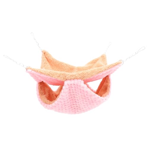 VANZACK Doppellagige Kleintier hängematte mit Fleece Warmes Kuschelversteck für Hamster Meerschweinchen und Ratten Platzsparendes Einfach zu Installierendes Schlafbett Rosa von VANZACK