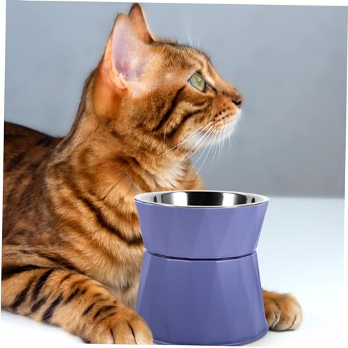 VANZACK Erhöhter Verstellbarer Katzennapf mit Rutschfestem Standfuß Abnehmbarer Futternapf für Katzenfutter und Wasser Stabile Futterstation für Kätzchen und Katzen Blau von VANZACK