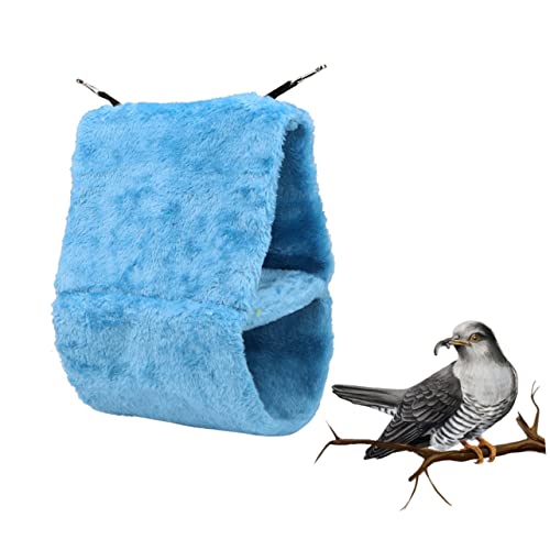 VANZACK Doppeltes Corduroy Vogelhaus Nest Handgewebt Hängendes Nistkästchen Für Wellensittiche Und Kleine Haustiere Blau Für Vögel Und Kleine Nager von VANZACK