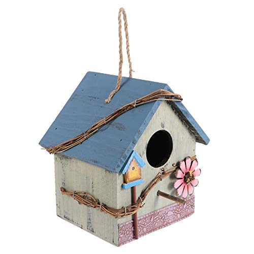 VANZACK Hängendes Holz Vogelhaus Futterhaus Für Garten Terrasse Balkon Wildvogelhaus Mit Schutzdach Ornament Für Vogelbeobachtung von VANZACK