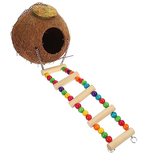 VANZACK 1satz Kokosnussschalen-nistkäfig Für Vögel Dekorative Hängematte Für Papageien Und Kleine Vögel Praktisches Vogelbett Mit Treppe Für Käfige Und Gärten von VANZACK