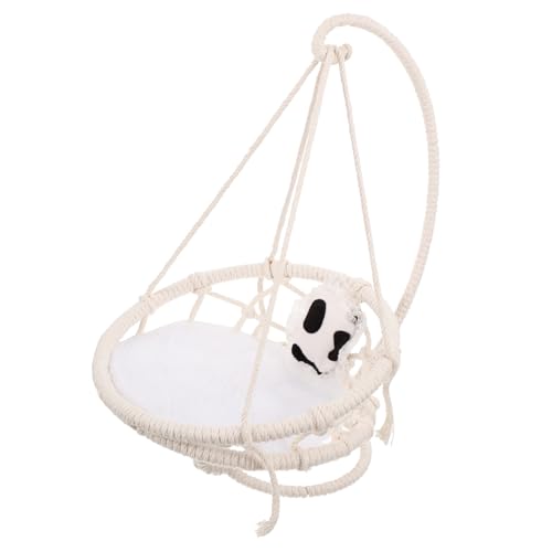 VANZACK Hamster Hängematte hamsterbett Hamster Hamster Baumwoll Schaukel kleintierspielzeug hängend Schlafen Hamsterversteck Hängematte Zubehör für Rattenkäfig Baumwollseil Beige von VANZACK
