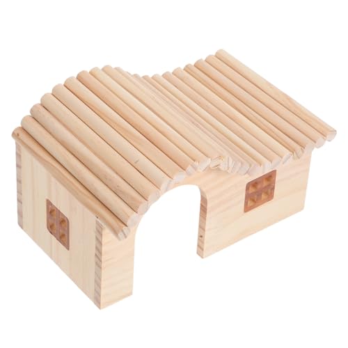 VANZACK Hamster Holzversteck Haus Mittelgroß Natürliches Nagerversteck für Hamster Meerschweinchen Mäuse Sicherer Rückzugsort mit Einzigartigem Design Leicht zu Reinigen und Pflegeleicht von VANZACK