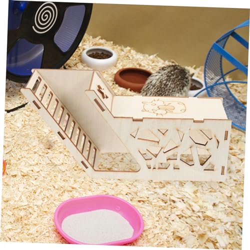 VANZACK Hamster Versteckhaus aus Holz mit Rampe Spiel und Kletterhaus für Kleintiere Wie Meerschweinchen Eichhörnchen und Kleine Kaninchen Mehrzweck Kleintierhaus für Käfig und von VANZACK