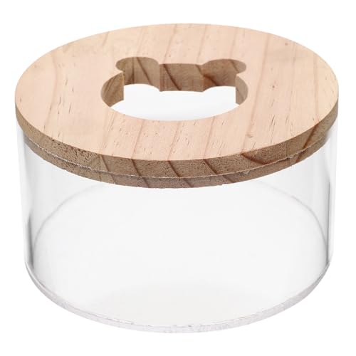 VANZACK Hamster Badewanne Für Kleintiere Transparente Sandbadebox Zarte Chinchilla Badewanne Kleines Hamsterbadezimmer Mit Holzdeckel Hamsterzubehör Für Tägliche Pflege von VANZACK