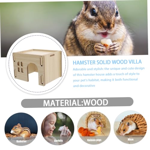 VANZACK Hamsterhaus aus Holz mit Sicherem Versteck Langlebig und Stilvoll für Zwerghamster Chinchilla Kleintiere Einfach zu Reinigen und Zusammenzubauen Kleines Tierheim von VANZACK