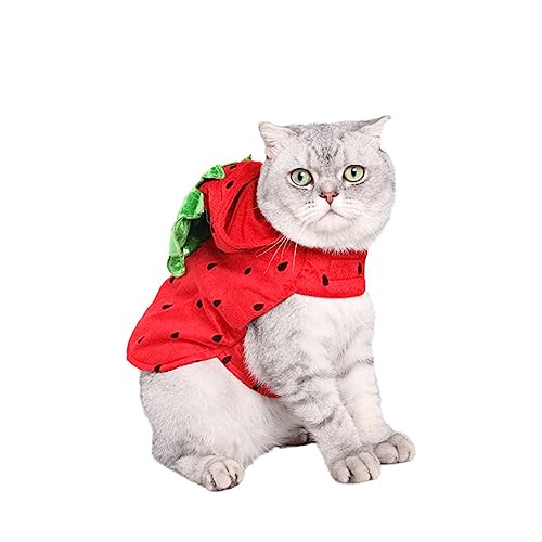 VANZACK Haustier Hund Katze Hoodie Mantel Erdbeer-Welpenkostüm Hundetücher Hundesachen Hundekleidung Haustierkleidung Haustierbekleidung Kapuzenmantel für Hunde Erdbeer-Hunde-Hoodie-Mantel von VANZACK