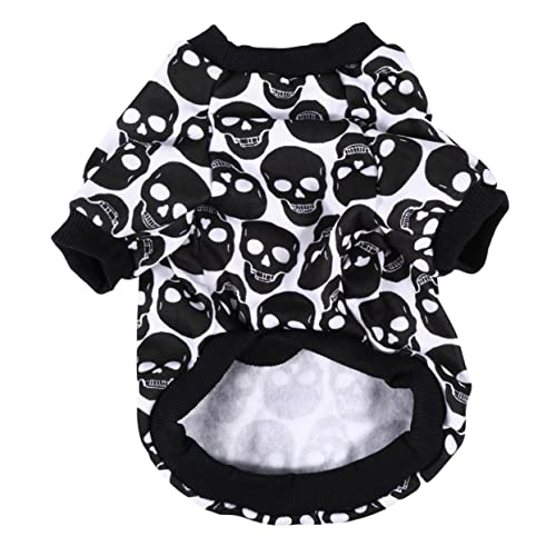 VANZACK Haustier-Pullover Kostüm Für Hunde Halloween Ups Gefüttert Welpe Kleidung Vlies Klein Schädel-hundepullover Haustiere Outfit Hund Warmes Tuch Party-hundetuch Reine Baumwolle von VANZACK