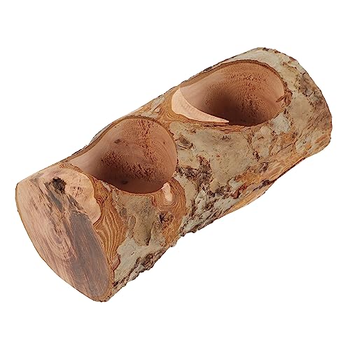 VANZACK Haustier-holznapf Drinnen Schüsseln Nahrungssuche Hamsterfutter Schweine Haustiere Meerschweinchen Essen Doppelt Chinchilla-Accessoire Futterautomat Für Hamster Apfelholz von VANZACK