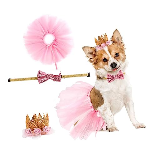 VANZACK Haustierbedarf Hundegeburtstagskrone Party Hundezubehör Für Große Hunde Binden Stichworte Hundekleid Zum Geburtstag Haustiere Geburtstags-Outfit Gießen Hundegeburtstagsrock Rosa von VANZACK