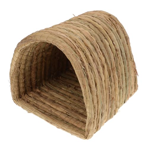 VANZACK Haustierbett aus Stroh Heu klein für coop Hamster Strohnest Haustiernest Strohgewebtes Haustier Nest aus Stroh geflochtenes Nest gewebtes Nestbett Hühnerstall gewebte Hütte Green von VANZACK