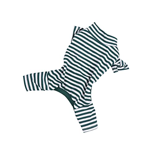 VANZACK Pet Dog Four Feet Jumpsuit Baumwoll Strickanzug Für Kleine Hunde Xs Grün Für Und Besondere Anlässe Niedliches Streifenmuster Angenehm Zu Tragen von VANZACK