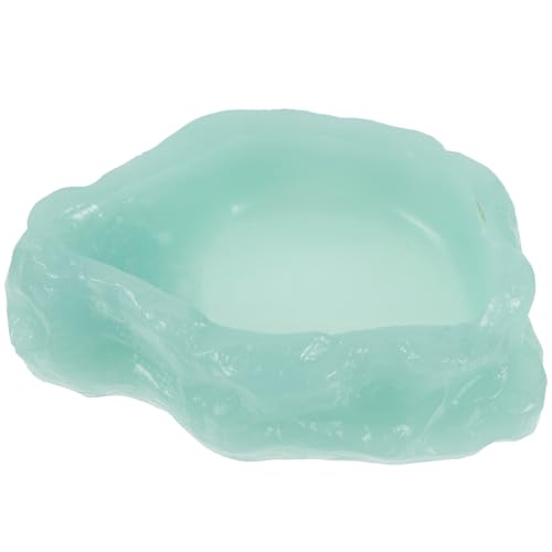 VANZACK Im Dunkeln leuchtender Wassernapf Schildkröten -Backenplattform Reptilien Terrarium wasserschale Terrarium Wassernapf Haustiere Heimtierbedarf Schildkrötenfutter Harz Light Green von VANZACK