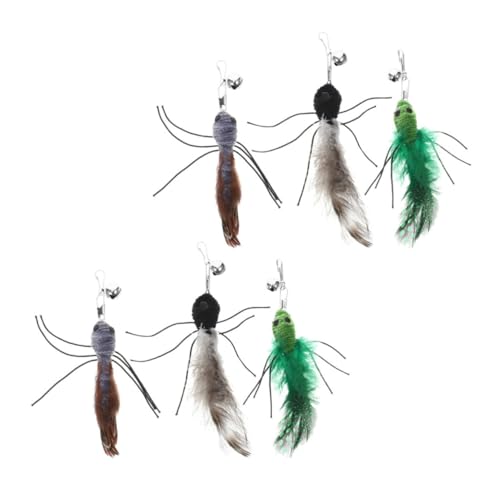 VANZACK 6stücke Pack Interaktive Katzenspielzeug-Teaser Mit Nachfüllwürmern Langlebige Katzenangel-schnüre Zum Necken Befestigen Und Aufhängen Für Katzenjagdinstinkt von VANZACK