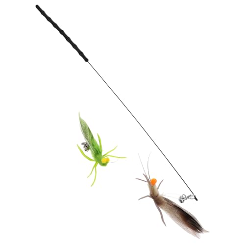 VANZACK Interaktives Cat Teaser Toy mit Realistischen Heuschrecken Flexibles Naturfeder-Material Kompakt und Reisetauglich mit Ersatzköpfen und Glöckchen für Selbstständiges Katzen-Spiel von VANZACK