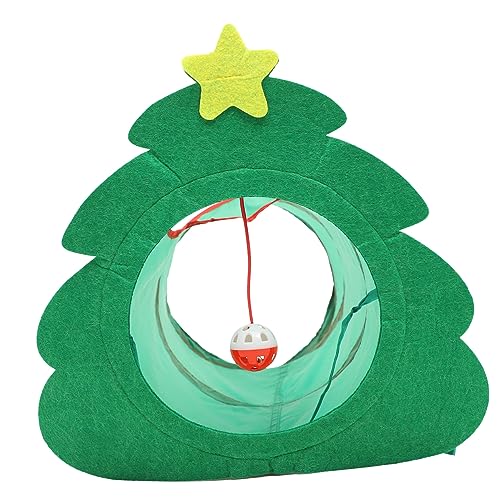 VANZACK Katzentunnel Spielzeug Faltbarer Tunnel Im Weihnachtsbaum-Design Für Katzen Spielen Und Ausruhen Platzsparend Und Praktisch Für Haustiere von VANZACK