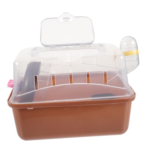 VANZACK Kasten Hamsterkäfig Hamster gehege hamstergehege hamsterzubehör Hamsterhaus transparent Hamsternest-Tunnel Träger Kleiner Haustierbehälter Haustierkäfig für draußen Plastik Coffee von VANZACK